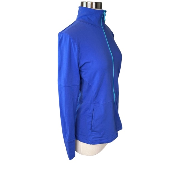 The North Face Zip Up Shirt Vapor Wick Mock Neck Stretch Pockets Blue Medium - Picture 4 of 11